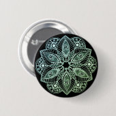 Badge Rond 5 Cm Mandala Exotic Tribal Green Gradient (Devant & derrière)