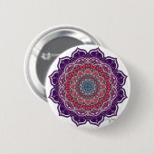 Badge Rond 5 Cm Mandala Florale rose-pourpre (Devant & derrière)