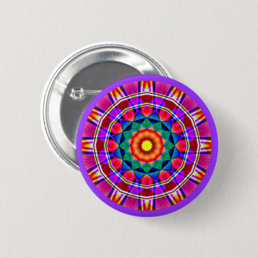 Badge Rond 5 Cm Mandala fractal (Devant & derrière)