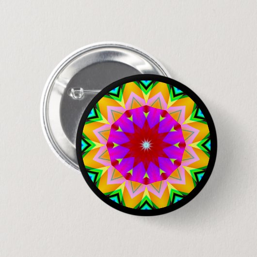 Badge Rond 5 Cm Mandala fractal (Devant & derrière)