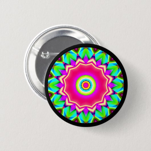 Badge Rond 5 Cm Mandala fractal (Devant & derrière)