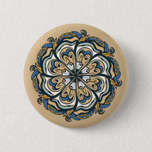 Badge Rond 5 Cm Mandala grec : Bouton gras et décoratif