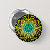 Badge Rond 5 Cm Mandala jaune vert | noir (Devant & derrière)