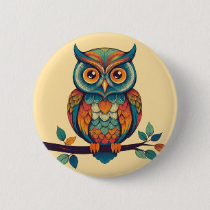 Badge Rond 5 Cm Mandala Owl King