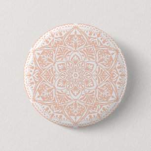 Badge Rond 5 Cm Mandala rose et blanc - Loergann en Apricot