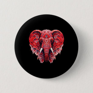 Badge Rond 5 Cm Mandala Rouge Aart Éléphant Tril Yoga Graphique 