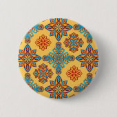 Badge Rond 5 Cm Mandalas en jaune ambre (Devant)
