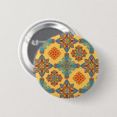 Badge Rond 5 Cm Mandalas en jaune ambre (Devant & derrière)