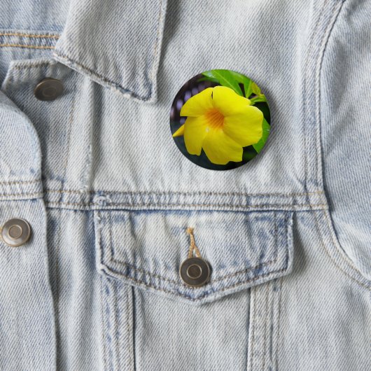Badge Rond 5 Cm Mandevilla jaune (En situation)