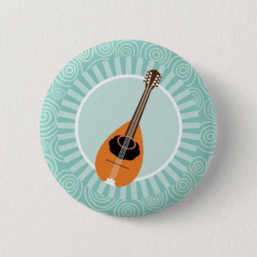 Badge Rond 5 Cm Mandolin Fun Turquoise Swirl Music (Devant)