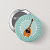Badge Rond 5 Cm Mandolin Fun Turquoise Swirl Music (Devant & derrière)