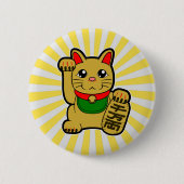 Badge Rond 5 Cm Maneki Neko : Chat à chance doré (Devant)