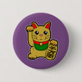 Badge Rond 5 Cm Maneki Neko : Chat à chance doré (Devant)