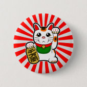 Badge Rond 5 Cm Maneki Neko : Lucky Cat japonais (Devant)