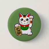 Badge Rond 5 Cm Maneki Neko : Lucky Cat japonais (Devant)