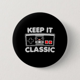 Badge Rond 5 Cm Manette de jeu vidéo Garde le clic humour 80s Rétr