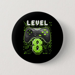 Badge Rond 5 Cm Manette de jeu vidéo niveau 8 8e anniversaire joue
