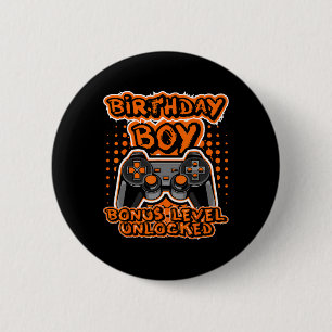 Badge Rond 5 Cm Manette de jeu vidéo orange rétro 8 bits Bi