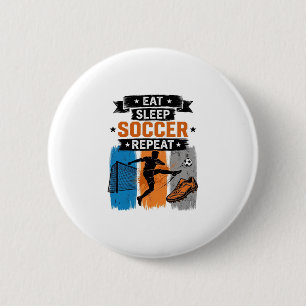 Badge Rond 5 Cm Manger Dormir Football Répéter Vintage Maillot de