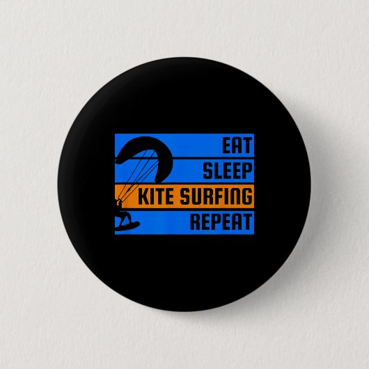 Badge Rond 5 Cm Manger Dormir Kite Surf Répéter Kite Surfeur (Devant)