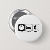 Badge Rond 5 Cm manger dormir skier (Devant & derrière)