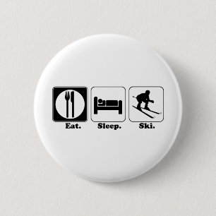 Badge Rond 5 Cm manger dormir skier