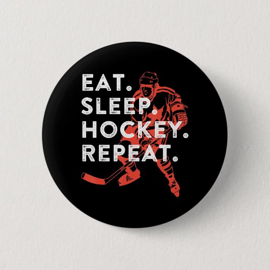 Badge Rond 5 Cm Manger Hockey Sleep Répéter Cadeau (Devant)