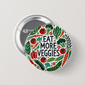 Badge Rond 5 Cm Manger plus de Légumes (Devant & derrière)