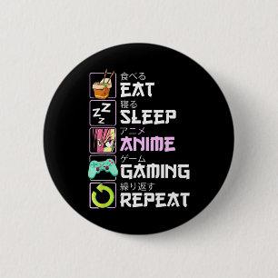 Badge Rond 5 Cm Manger Sleep Anime Jeu Répétition Kawaii Otaku Ani