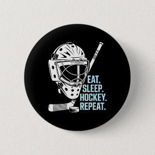 Badge Rond 5 Cm Manger Sommeil Hockey Répéter Masque de Hockey Bât