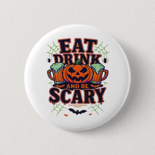 Badge Rond 5 Cm Mangez Boire Et Soyez Effrayant Halloween Design C