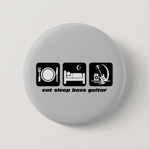 Badge Rond 5 Cm mangez la guitare basse de sommeil
