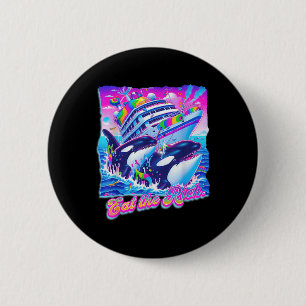 Badge Rond 5 Cm Mangez La Rich Whale 90s Orca Drôle Baleine Animal