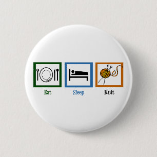 Badge Rond 5 Cm Mangez le Knit de sommeil