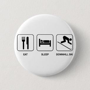 Badge Rond 5 Cm Mangez le ski incliné de sommeil