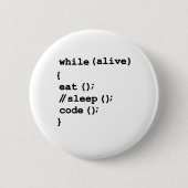 Badge Rond 5 Cm Mangez, ne dormez pas, coder, répéter. Logiciel (Devant)