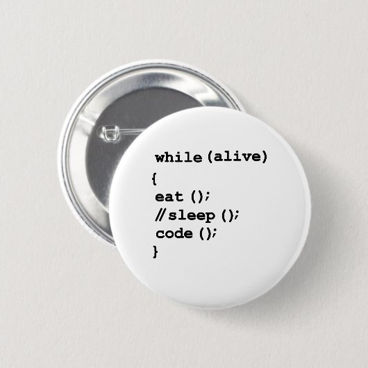 Badge Rond 5 Cm Mangez, ne dormez pas, coder, répéter. Logiciel (Devant & derrière)