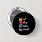 Badge Rond 5 Cm Mangez Sleep Cheer Répéter Cheerled Pom-pom girl (Devant & derrière)