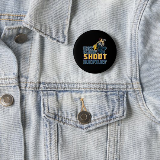 Badge Rond 5 Cm Mangez Sleep Shoot Repeat Funny Don pour photograp (En situation)