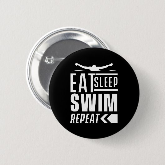 Badge Rond 5 Cm Mangez Sleep Swim Répéter (Devant & derrière)