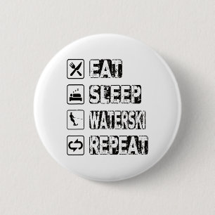 Badge Rond 5 Cm Mangez Sleep Waterski Répéter Waterski Water Ski W