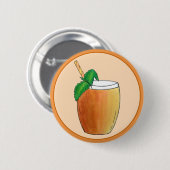 Badge Rond 5 Cm Mango Lassi Rafraîchissant Yaourt indien Boire Fru (Devant & derrière)