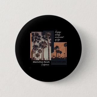 Badge Rond 5 Cm Manhattan Beach California Ca Retro 