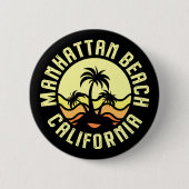 Badge Rond 5 Cm Manhattan Beach, Californie (Devant)