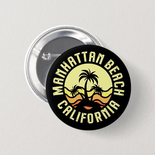 Badge Rond 5 Cm Manhattan Beach, Californie (Devant & derrière)
