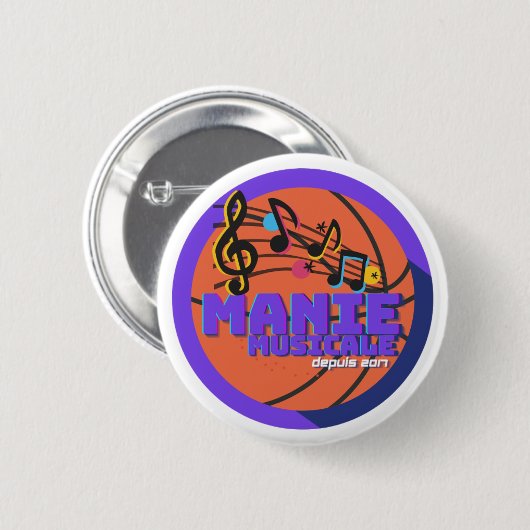 Badge Rond 5 Cm Manie Musicale Button (Devant & derrière)