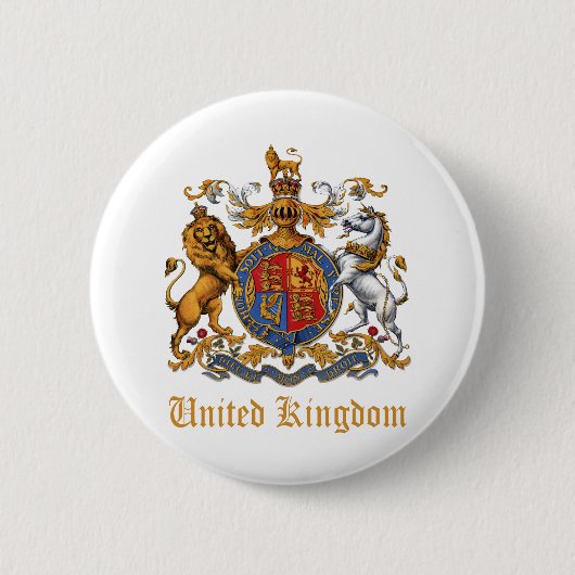 BADGE ROND 5 CM MANTEAU D'ARMES DU ROYAUME-UNI (Devant)