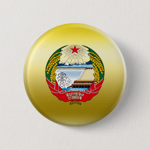 Badge Rond 5 Cm Manteau de la Corée du Nord des bras