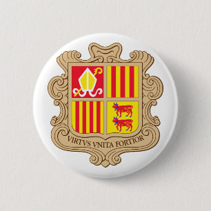 Badge Rond 5 Cm Manteau officiel de l'Andorre de symbole