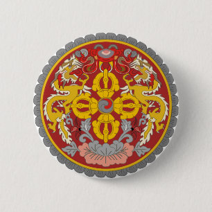 Badge Rond 5 Cm Manteau officiel du Bhutan de symbole d'héraldiqu